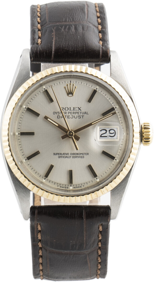 1601 Rolex Datejust Vit/Läder Ø35 mm 