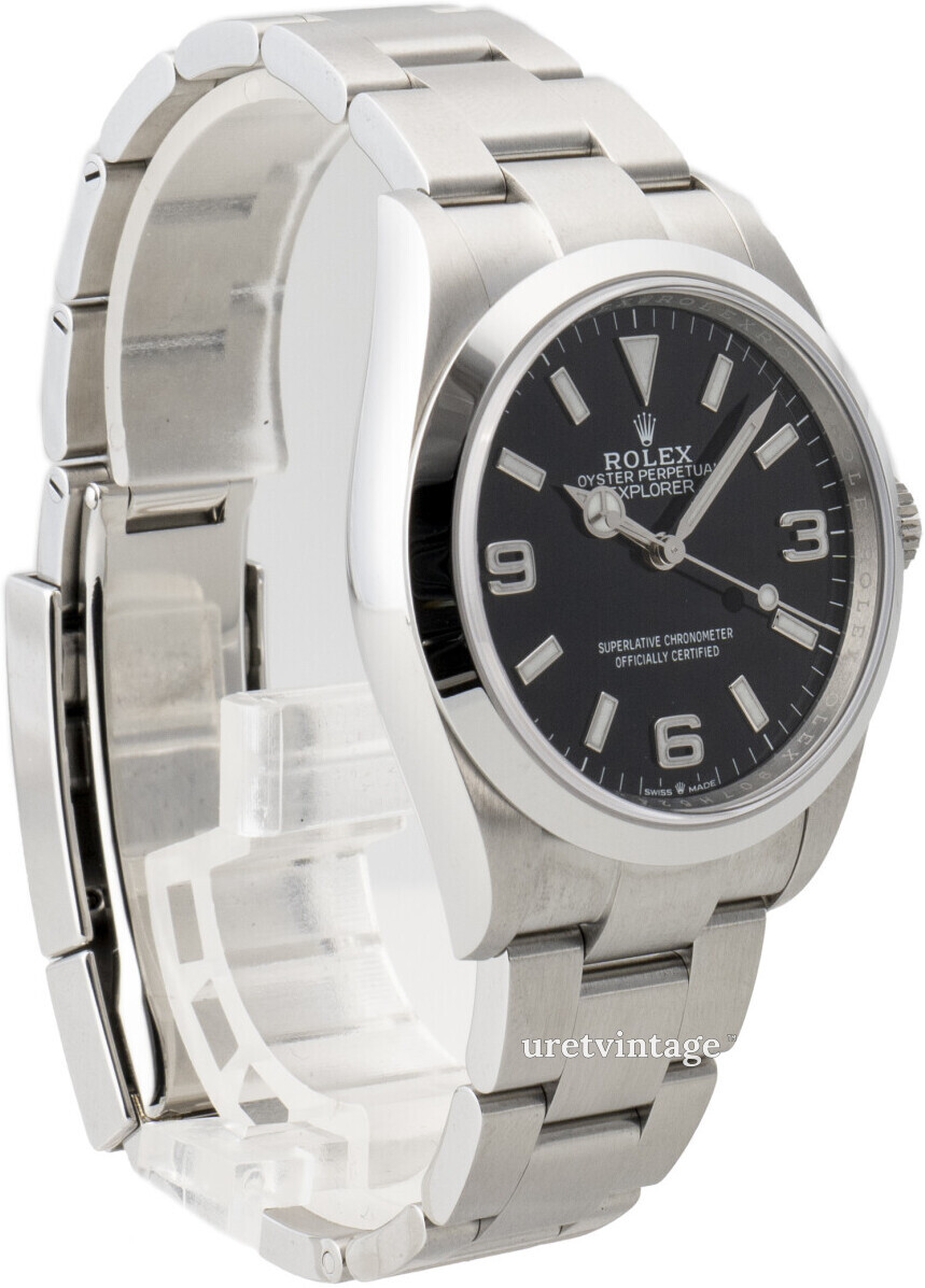 124270 Rolex Explorer Svart/18 karat vitt guld Ø36 mm Pris 107 895 kr